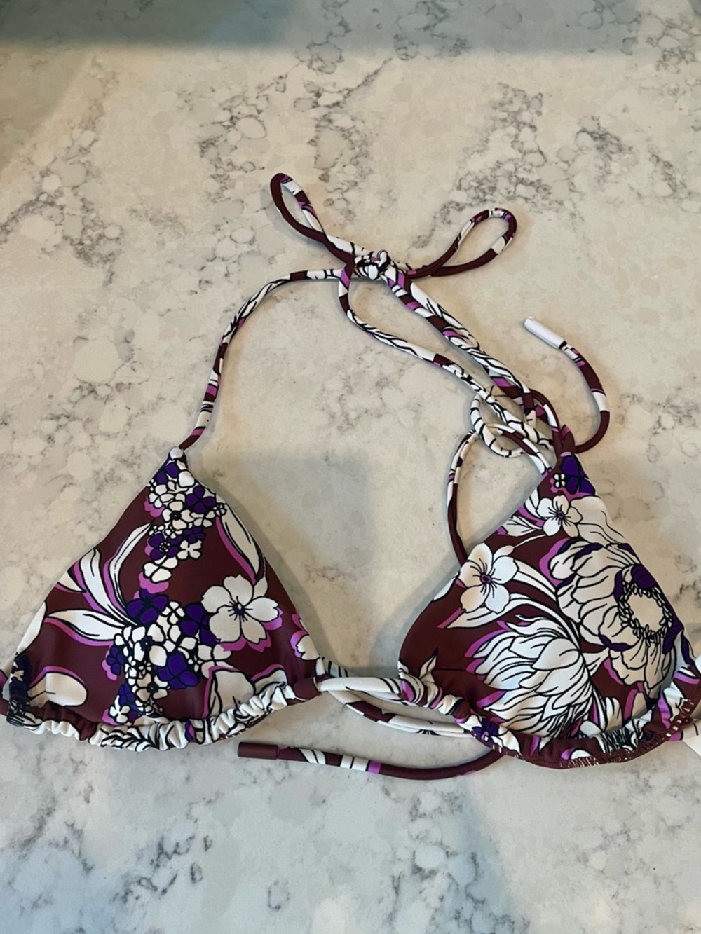 NWOT Express Body Contour Swim Brown Multicolor Floral Bikini Top in Size XS